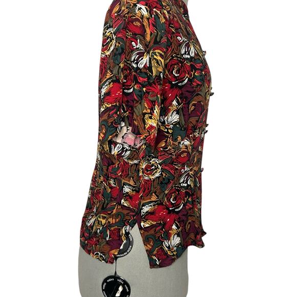 Vintage Maximalist Button Up Short Sleeve Blouse Size 8 - Picture 5 of 7